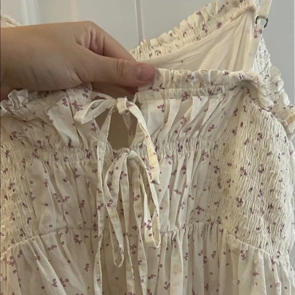 Cream Floral Spaghetti Strap Dress - Picture 5 of 5